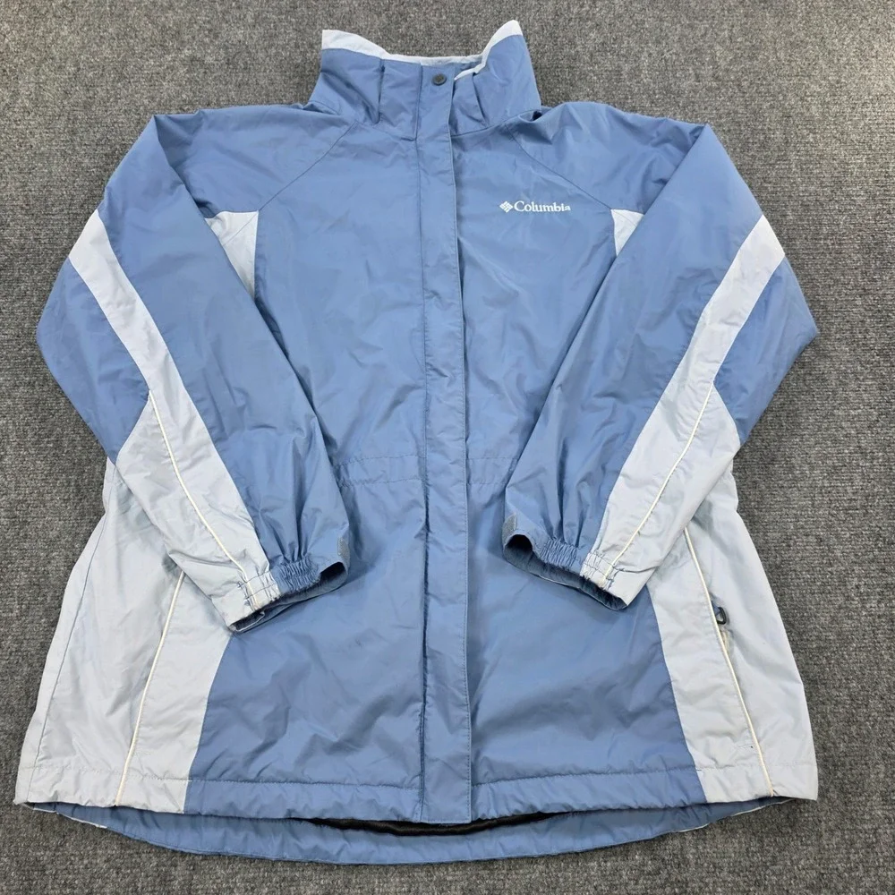 Columbia Womens Interchange Jacket XL Blue Waterproof Breathable Coat Shell Only